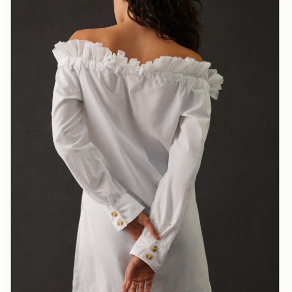 Anthropologie Maeve tulle Button down NWT sz Lg white - Picture 4 of 4